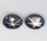 Серьги со звездчатыми сапфирами 6,24 карата и бесцветными цирконами