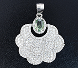 Превосходный серебряный кулон с зеленым сапфиром Серебро 925
