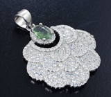 Превосходный серебряный кулон с зеленым сапфиром Серебро 925