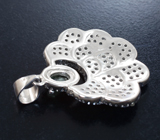 Превосходный серебряный кулон с зеленым сапфиром Серебро 925