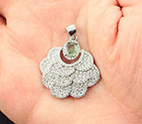 Превосходный серебряный кулон с зеленым сапфиром Серебро 925