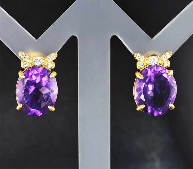 Чудесные серебряные серьги с уругвайскими аметистами