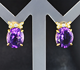 Чудесные серебряные серьги с уругвайскими аметистами Серебро 925