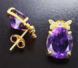 Чудесные серебряные серьги с уругвайскими аметистами Серебро 925