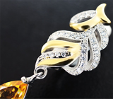 Изысканные серебряные серьги с цитринами Серебро 925