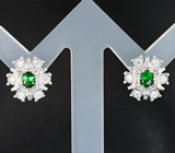 Серебряные пусеты с насыщенными цаворитами Серебро 925