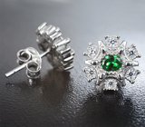 Серебряные пусеты с насыщенными цаворитами Серебро 925