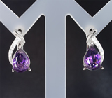 Элегантные серебряные серьги с уругвайскими аметистами Серебро 925