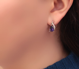 Элегантные серебряные серьги с уругвайскими аметистами Серебро 925