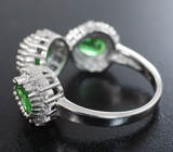 Стильное серебряное кольцо с яркими цаворитами Серебро 925