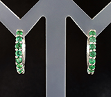 Стильные серебряные серьги с яркими изумрудами Серебро 925