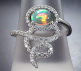 Оригинальное серебряное кольцо с кристаллическим эфиопским опалом