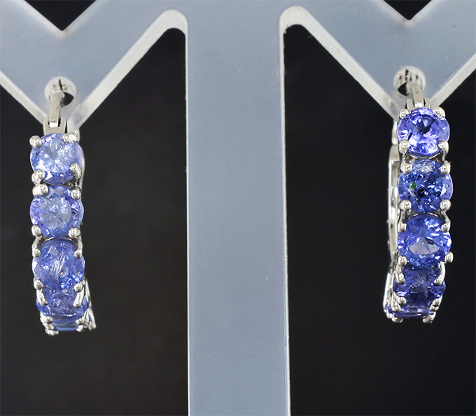 Превосходные серебряные серьги с танзанитами