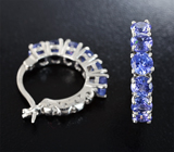 Превосходные серебряные серьги с танзанитами Серебро 925