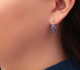 Превосходные серебряные серьги с танзанитами Серебро 925