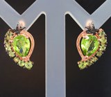Серебряный комплект с перидотами Серебро 925