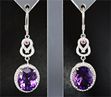 Замечательные серебряные серьги с уругвайскими аметистами Серебро 925
