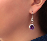 Замечательные серебряные серьги с уругвайскими аметистами Серебро 925