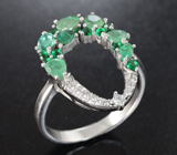 Оригинальное серебряное кольцо с изумрудами Серебро 925