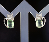 Симпатичные серебряные серьги с пренитом Серебро 925