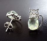 Симпатичные серебряные серьги с пренитом Серебро 925