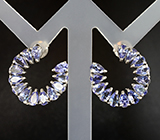 Впечатляющие серебряные серьги с танзанитами Серебро 925