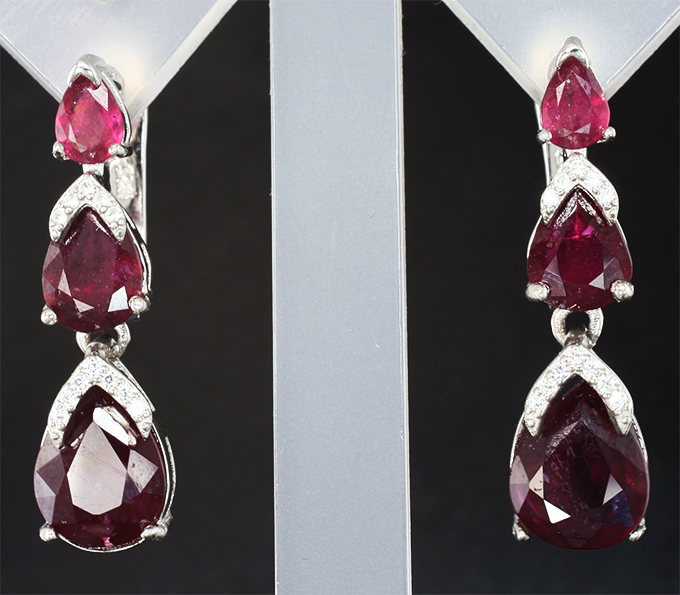 Серебряные серьги с насыщенными рубинами
