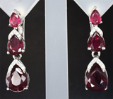Серебряные серьги с насыщенными рубинами Серебро 925