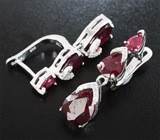 Серебряные серьги с насыщенными рубинами Серебро 925