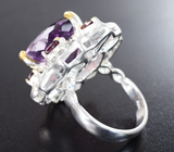 Серебряное кольцо с аметистом 15+ карат и родолитами Серебро 925