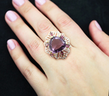 Серебряное кольцо с аметистом 15+ карат и родолитами Серебро 925