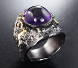 Серебряное кольцо со сливовым аметистом и альмандинами гранатами