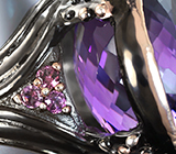 Серебряное кольцо с аметистом 28+ карат и родолитами Серебро 925