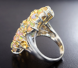 Серебряное кольцо с кристаллическими эфиопскими опалами, диопсидами и перидотами Серебро 925