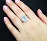 Серебряное кольцо с аквамарином 7,2 карата и синими сапфирами