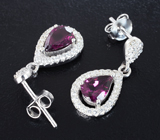 Замечательные серебряные серьги с родолитами Серебро 925