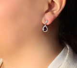 Замечательные серебряные серьги с родолитами Серебро 925