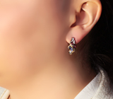 Серебряные серьги с танзанитами и родолитами Серебро 925