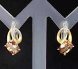 Изысканные серебряные серьги с империал топазами Серебро 925