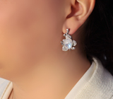 Крупные серебряные серьги с лунным камнем Серебро 925