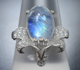 Крупное серебряное кольцо с лунным камнем Серебро 925