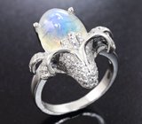 Крупное серебряное кольцо с лунным камнем
