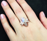 Крупное серебряное кольцо с лунным камнем Серебро 925