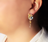 Великолепные серебряные серьги с голубыми топазами и эфиопскими опалами  Серебро 925