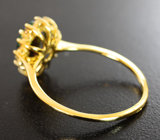 Золотое кольцо с ярчайшим ограненным черным опалом 0,63 карата и лейкосапфирами