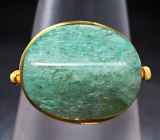 Золотое кольцо с мятным уральским зеленым бериллом специальной огранки 11,53 карата Золото