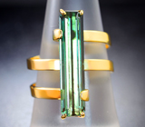 Золотое кольцо с неоново-зеленым турмалином 4,56 карата