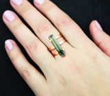 Золотое кольцо с неоново-зеленым турмалином 4,56 карата Золото