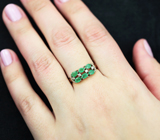 Стильное серебряное кольцо с изумрудами Серебро 925