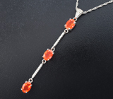 Серебряная подвеска с ограненными оранжевыми опалами + цепочка Серебро 925